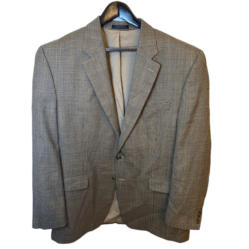 Men's Lauren by Ralph Lauren Blazer size 46L Brown Black Green Navy Houndstooth